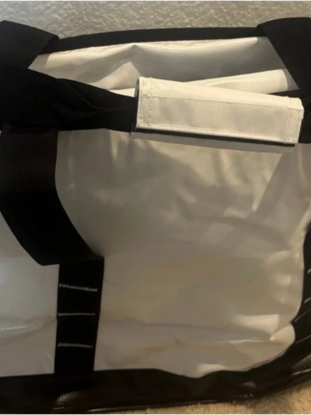 Large White & Black Insulated Cooler Bag Tote with Shoulder Strap